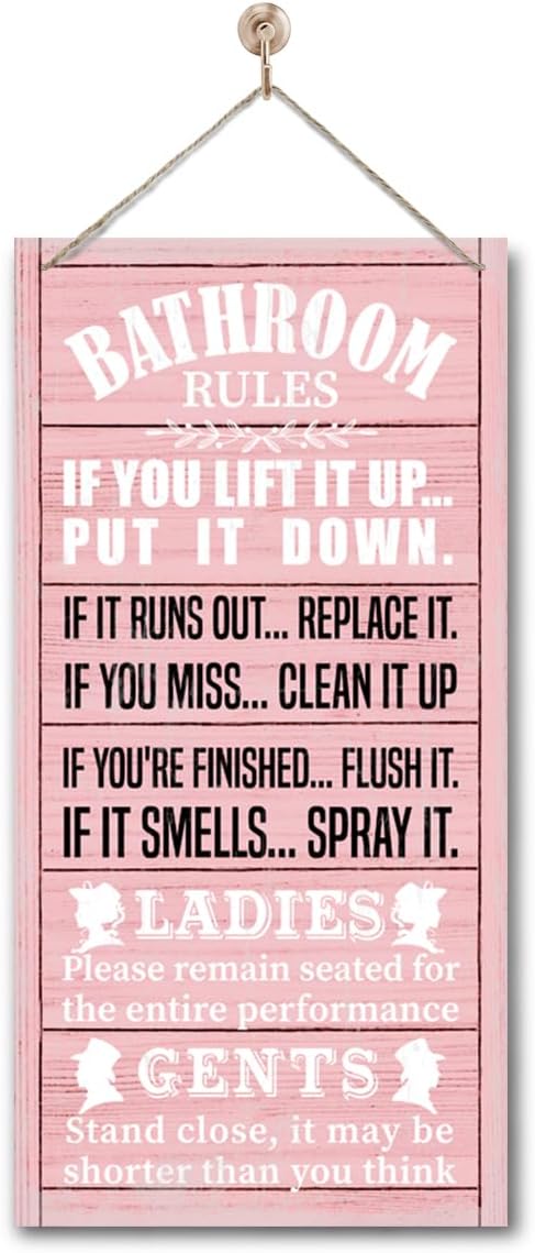 Rustic Bathroom Decor, Western Bathroom Decor, Funny Bathroom Signs Wall Decor, Bathroom Decor, Farmhouse Bathroom Decor, Country Bathroom Decor, Bathroom Signs, Bathroom Rules Wall Décor F1