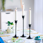Romadedi Candlestick Holder Matte Black Candle Holder Set of 3 Decorative Candle Holder for Taper Candle for Fireplace Mantel Dinning Table Home Decorations Black 1 Set