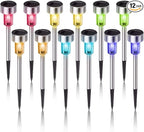 Solar Lights Outdoor Waterproof, Stainless Steel LED Landscape Lighting, Solar Garden Lights Solar Powered, Outdoor Solar Lights for Yard, Pathway, Walkway, Patio , Lawn - 12 Pack ( Multicolor )