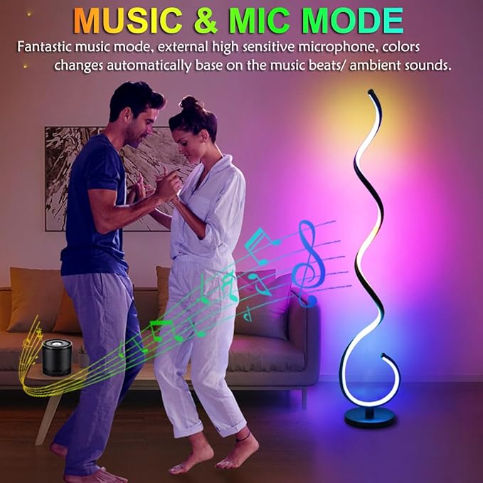 BESKEITE RGB Spiral Floor Lamps for Living Room, Smart LED Corner Floor Lamp for Bedroom with Remote APP Control, Modern Standing Lamp with Music Sync Color Changing Mood Lighting for Home Decor
