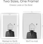 Homeforia 12x17 Picture Frame Silver, High End Metal 12x17 Frames with Mat 10x15 for Photo, 12 x 17 Silver Poster Frame Matted to 10 x 15 Print, 17x12 Hanging Frame, Tempered Glass, Wall Kit, Set of 1