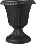 PL10BK Classic Traditional Plastic Urn Planter Indoor/Outdoor, 15" x 13", Black