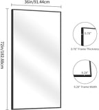 YIROMAN Bathroom Mirror 72"x36", Large Brushed Gold Bathroom Mirror for Over Sink with Aluminum Frame, Rectangular Vanity Mirror with Right Angle, Wall Mirror Hangs Horizontal or Vertical
