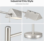 VONLUCE LED Desk Lamp, Adjustable Industrial Style Metal Table Lamp, Dimmable Reading Lamp for Living Room Bedroom Office, Brushed Nickel