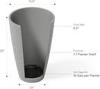 LA JOLIE MUSE 20 inch Tall Planters Set of 2, Tall Round Planters for Outdoor Plants, Grey Flower Pots for Front Door,Patio and Deck,Honeycomb.