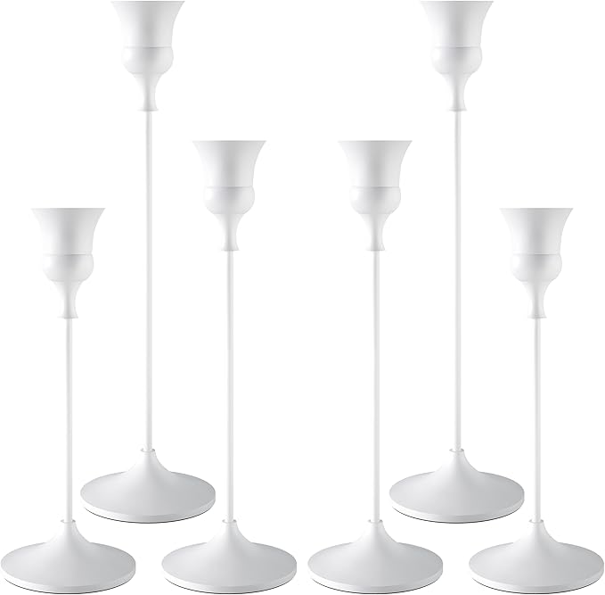Candlestick Holders White, 6 Packs Taper Candle Holder for Candlesticks, Candle Sticks Holder Decor for Home Decor
