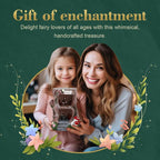 Solar Light Gnome Fairy Garden House for Outside, Big Size Fairy Miniature Buildings Accessories House Sculptures for Outdoor Garden Patio Lawn Path Decorations, 8" Tall