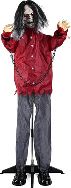 AW Animated Halloween Decorations,Scary Zombie Props 5.5 Ft Full Life Size with Motion/Sound Activated Glowing Eyes Horror Party Haunted House Outdoor Indoor Decorations 2025