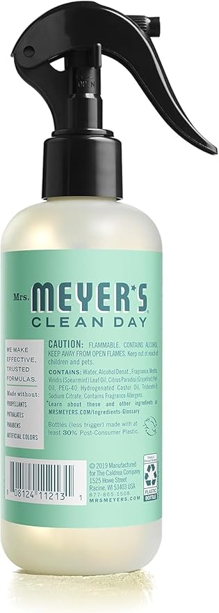 MRS. MEYER'S CLEAN DAY Room and Air Freshener Spray, Non-Aerosol Spray Bottle Infused with Essential Oils, Limited Edition Mint, 8 fl. oz - Pack of 3