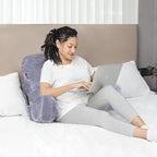 SLIGUY Reading Pillow Standard Bed Pillow for Sitting in Bed Couch or Floor-Backrest with Arms Support and Pockets, Adult Back Pillow Bed Chair for Bed Rest, Reading, Watching TV,Gaming, Grey