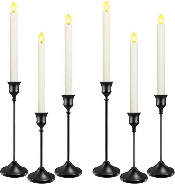Candlestick Holders 6 PCS Metal Taper Candle Holders, KSWING Black Candle Stick Holders Set, Perfect for Table Centerpiece Mantel Party Wedding Christmas Home Decor, Set of 6
