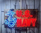 Us Navy Neon Sign,Real Glass Neon Light For Home Bar Man Cave Pub Store Restaurant Wall Decor Artwork Wedding Decor Neon Birthday Party Gifts 24 X 20 Inches
