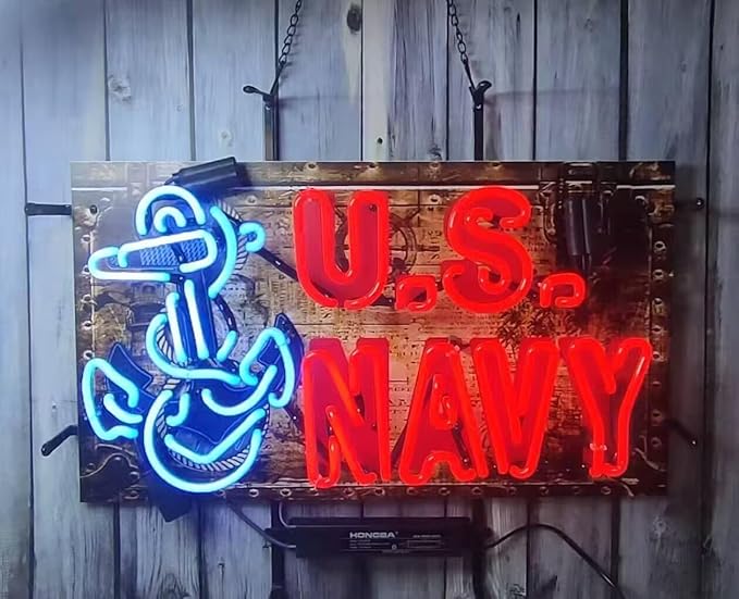 Us Navy Neon Sign,Real Glass Neon Light For Home Bar Man Cave Pub Store Restaurant Wall Decor Artwork Wedding Decor Neon Birthday Party Gifts 24 X 20 Inches