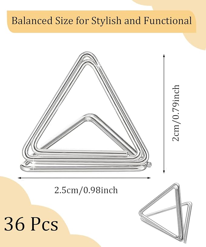 36 Pcs Triangle Table Number Holders - Rust-Resistant Metal Place Card Stands for Weddings, Office & Home Decor(Silver)