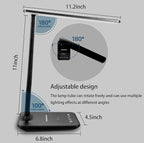 Desk lamp,LED Lamp with Wireless Charger,USB Charger Port,Touch Control,3 Color Modes,5 Brightness Levels,Eye-Protecting Table Lamp,Led Lights for Bedroom,Home,Office,Black