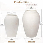 Handcrafted Flower Vase, 10.5" Tall Terracotta Vases, Vintage White Vase, Rustic Antique Décor, Wide Mouth, Matte Finish for Home Office Resto Café Decoration
