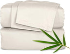 Pure Bamboo Split King Sheets, Genuine 100% Organic Viscose Derived from Bamboo Bed Sheet Set, Soft & Cooling, Double Stitching *Not for Split Top (Split King, Creme)