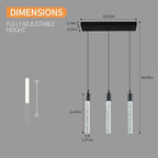 Kitchen Island Lighting Modern Light Fixture Black Pendant Light Dimmable LED Black Finish Mini Crystal Pendant Lights for Dining Room Living Room（3-Light ）