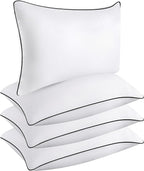 Hotel Quality Cooling Queen Size Bed Pillows Set of 4 - Soft, Firm, and Supportive Down Alternative Pillows for Back, Stomach, and Side Sleepers