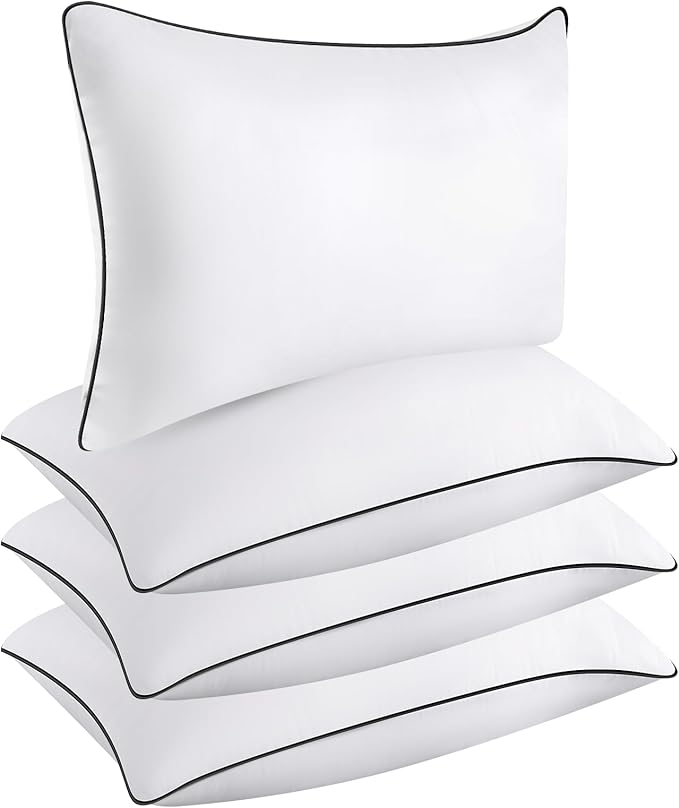 Hotel Quality Cooling Standard Size Bed Pillows Set of 4 - Soft, Firm, and Supportive Down Alternative Pillows for Back, Stomach, and Side Sleepers