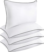 Hotel Quality Cooling Standard Size Bed Pillows Set of 4 - Soft, Firm, and Supportive Down Alternative Pillows for Back, Stomach, and Side Sleepers