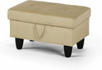 Ottoman Rectangular Storage Ottoman Bench, Flannel Footrest Stool Footstool with Lid for Living Room, Bedroom, Entryway, Light Brown, 28.5"x19"x17.5"
