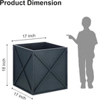 SUNNYPARK Large Metal Planter Box 17”x 17”x 18”, Square Modern Grey Metal Planter Box Heavy Duty with Drainage Holes for Outdoor Garden Patio