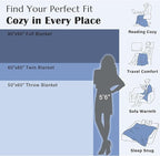 JINCHAN Boho 100% Cotton Blanket Muslin Twin Size 60x80 Inches Lightweight 3-Layer Geometric Triangle Striped Pattern Reversible Quilt Throw Soft Breathable Comfy All Seasons for Couch Bed Decor, Blue