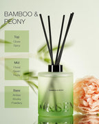 M&SENSE Bamboo Peony Reed Diffuser Set - 16.9 fl oz Non-Toxic Natural Scented with Sticks, Long-Lasting Essential Oil Diffuser Gift for Bedroom, Bathroom & Office Decor