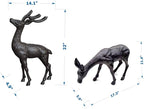 Elegant Pair of Cast Iron Deer Sculptures -22" and 11.4" Tall Male and Female Set for Outdoor Garden Decor, Realistic Animal Statues HC3672-5691
