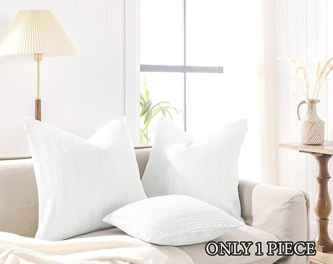 1pc 24x24 Pillow Cover Off White Euro Shams Boho Decorative Throw Pillow Covers Cotton Large Square Pillowcase for Couch Bed