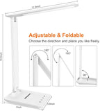 karidi LED Desk Lamp Dimmable Table Lamp with USB Charging Port, 5 Lighting Modes, Sensitive Control, Foldable Portable Desk Light for Home Office Bedroom Reading (White, Standard Size - 13.3 inch)