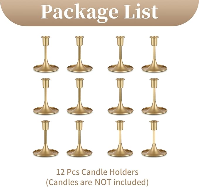 Sziqiqi Gold Candlestick Holders Centerpieces - Vintage Candle Sticks Holder Bulk Small Christmas Centerpieces for Tables Taper Holders Decoration for Party Event Holiday