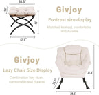 Lazy Chair and Ottoman, Large Accent Lounge Chair with Armrests and a Side Pocket, Modern Leisure Upholstered Sofa Reading Armchair with Footrest for Bedroom, Living Room, Dorm Rooms, Office