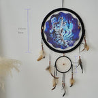 Remorelt Wolf Eagle Bear Dream Catcher Bedroom Wall Decor, Christmas Home Decoration, Room Accessory, White Moon Feather Decoration - Unique Home Craft Wall Pendant (DC03 13inch Set 3 Wolves)