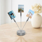 3 Pack Desktop Photo Tree Holder Clip Round Base, 3-Branch Gift Card Holder with Clips, Memo and Picture Display Clip Holder Stand for Wedding Party Photo Clip Holder Table Numbers Silver