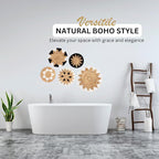 Tebie At Home Boho Wall Art - Boho Wall Baskets Decor - Handmade Set of 5 Woven Baskets With Seagrass - Flat Elegant Art for Farmhouse and Rattan Decor for Living Room, Bedroom and Office