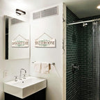 Bathroom Sign Wall Decor, Bathroom Wall Art with Plant Print, Rustic Farmhouse Wall Hanging Plaque Home Kitchen Decorative Bathroom, 4.7 x 13.7 inches