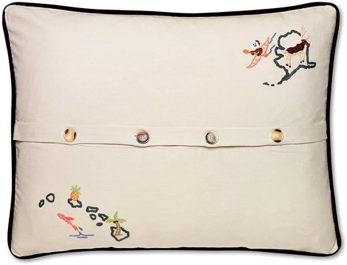 Catstudio United States of America Embroidered Pillow - U.S.A. Souvenir Decorative Throw Pillow with Original Artwork for Patriots, Travel Souvenir