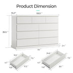 LINSY HOME 9 Drawer Dresser for Bedroom, 53" Wide Chest of Deep Drawers, Modern Farmhouse Wood Dressers with Storage, Large Drawer Organizer for Bedroom, Living Room, Handless Design, White