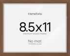 Homeforia Diploma Frame 8.5 x 11 Brown Wood, High End Dark Oak 8.5x11 Certificate Frames, 11x8.5 Document Frames for Wall or Tabletop, 8.5 by 11 Walnut Wooden Frame, Tempered Glass, Wall Kit, Set of 1
