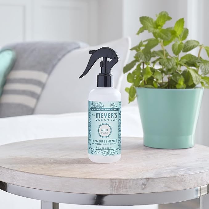 MRS. MEYER'S CLEAN DAY Room and Air Freshener Spray, Non-Aerosol Spray Bottle Infused with Essential Oils, Limited Edition Mint, 8 fl. oz - Pack of 3