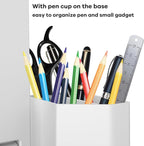 COZOO Dimmable Desk Table Lamp with Pen Holder/Organizer,Study LED Desk Lamp with USB Charging Port/Type C Port/Outlets/Storage Box/Touch,Kids Desk Reading Light for Students,Desk Lamp for Home Office