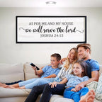 As For Me And My House We Will Serve The Lord Framed Wall Art, 40''×15'' Vintage Positive Religious Rustic Bible Verse for Christian God Jesus Christ Prayer, Horizontal Holy Catholic Scripture Decor