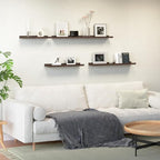 35.3 Inches Long Floating Shelves Wall Mounted, 2 Set Farmhouse Wall Shelf for Bedroom, Nursery Book Shelf with Lip, Picture Ledge Shelf for Decor Living Room Bathroom Kitchen - Walnut