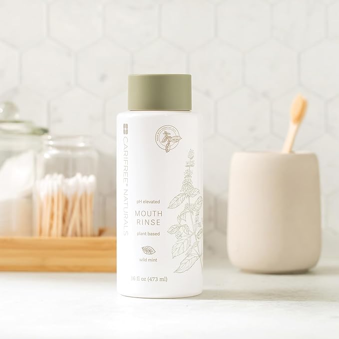 CariFree Naturals Mouth Rinse | pH Elevated, Fluoride-Free, with Magnolia Bark & Essential Oils, Organic Ingredients, Alcohol-Free, Dentist Recommended, Dentist Developed, Wild Mint Flavor, 16 fl oz