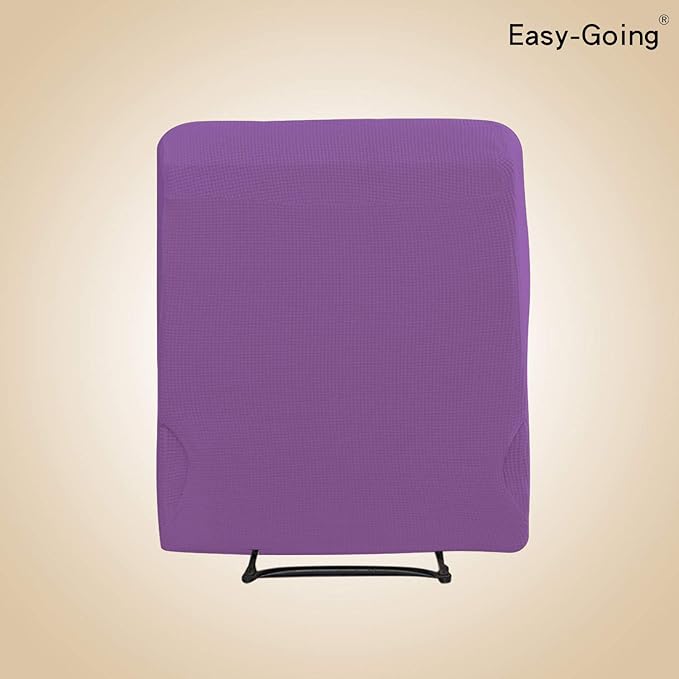 Easy-Going Recliner Stretch Sofa Slipcover Sofa Cover 4-Pieces Furniture Protector Couch Soft with Elastic Bottom SpandexJacquard Fabric Small Checks(Recliner,Purple) Large