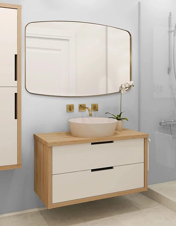 ANDY STAR Gold Mirror, 30x48’’ Brushed Gold Oval Mirror for Bathroom, Oblong Mirrors with Brass Metal Frame, Oval Vanity Mirror for Modern Farmhouse Wall Decor 1”Deep Set Design