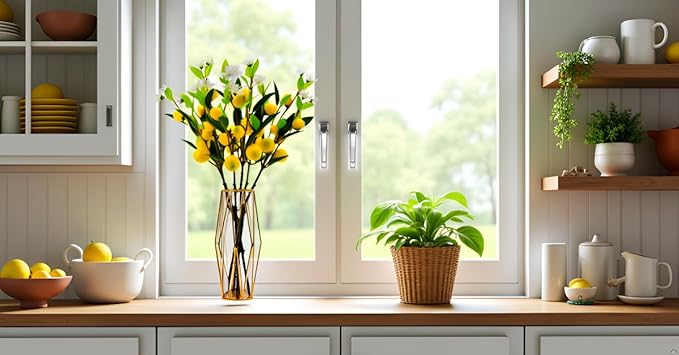 Artificial Lemon, 5pcs Lifelike Handmade Lemon Artificial Plant, 24 Inch Plastic Lemons， Simulated Fruit Flower, Artificial Fruit, Used for Homes, Offices, Festivals, Flowers, and Vases