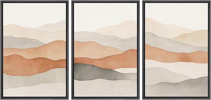 SIGNWIN Framed Canvas Print Wall Art Neutral Earth Tone Landscape Minimalist Mountain Silhouette Photography Modern Art Minimalist Black and White for Living Room, Bedroom, Office - 16"x24"x3 Black